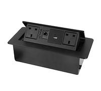 Aluminium Recessed Power Socket with USB, Desktop Power Socket,Hidden Pop Up Sockets for Kitchen Worktops Conference Desk, Recessed Power Outlet With 1,8M Extension Cord (E)