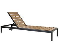 Aluminium Reclining Sun Lounger Light Wood and Black NARDO