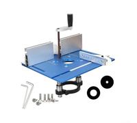 Aluminium Router Table Insert Plate with Lift Base for 65mm Trimming Machine, 240x200mm Anodized Aluminum Workbench Accessory with Height Adjustment Crank and Push Rule, Blue