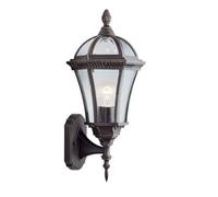 Aluminium Rustic Brown Finish Outdoor Wall Light Uplighter Bevelled Glass Shade