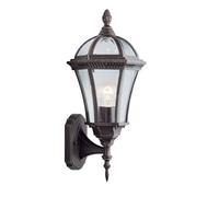 Aluminium Rustic Brown Finish Outdoor Wall Light Uplighter Bevelled Glass Shade [EEK: A]