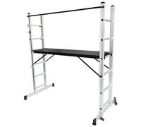 Aluminium Scaffolding Ladder, Stable, Multifunctional, with Work Platform: Mobile Scaffolding Platform Ladder Combination Scaffold Multi Purpose Aluminium Work 3 in 1 with Two Wheels