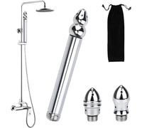 Aluminium Shower Set Shower Wash System, 3-Piece Aluminium Enema Set for Cleaning, with Shower Head Shower Set Accessories Including Velvet Carry Bag