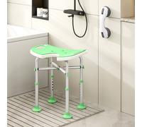 HOMCOM Aluminium Shower Stool for Elderly Disabled Non-Slip Bath Stool Green