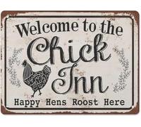 Aluminium Sign Cute Chicken Coop Décor Alumium Chick Inn Funny Poster Gifts Yard 8x12 Inch