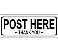 Aluminium SIGN/NOTICE ~ POST HERE THANK YOU ~ Size 20cm x 8cm ~ printed metal plaque to show where post mail letters should be left ~ letterbox box
