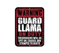 Aluminium Sign Warning Guard Llama On Duty Trespassers Will Be Spit On Tin Sign Vintage Wall Decor Metal Signs 8" x 12",24ja15saA06