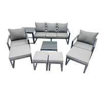 Aluminium Sofa Coffee Table Sets with 4 Stools Side Table Dark Grey Fimous Dark Grey One Size