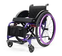 Aluminium Sports Wheelchair Lightweight Foldable All-Terrain Wheel Chair 2 Reinforced X-Cross Arms for Teenagers, Adults, Seniors(Lila,38cm)