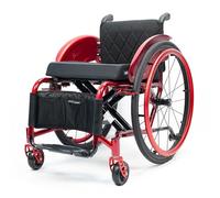 Aluminium Sports Wheelchair Lightweight Foldable All-Terrain Wheel Chair 2 Reinforced X-Cross Arms for Teenagers, Adults, Seniors(Rot,356cm)