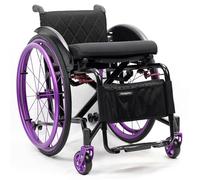 Aluminium Sports Wheelchair Lightweight Foldable All-Terrain Wheelchair with Adjustable Footrest and Seat Height, Handbrakes for Adults The Elderly(Lila,42cm)