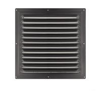 Aluminium Square Wall Vent Cover, Black Exterior Louvred Grille for HVAC Duct Register, Air Outlet for Kitchen Bathroom Extractor Fan, Mesh, For Easy Install(250x250mm)