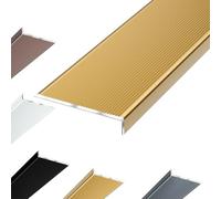 Aluminium Stair Nosing, Anti-Slip Stair Edging, 10x2cm L-Shaped Stair Edge Protector, Metal Stair Edge Trim(Gold,90x10x2cm)