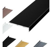 Aluminium Stair Nosing, Anti-Slip Stair Edging, 10x2cm L-Shaped Stair Edge Protector, Metal Stair Edge Trim(Black,120x10x2cm)