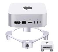 Aluminium Stand for Mac Mini M4/M4 Pro, with Easy-Access Power Button, Improved Ventilation & Heat Dissipation, Sturdy Non-Slip Design for Safe and Efficient Working, Silver