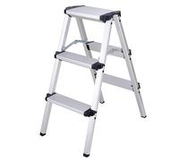 Aluminium Step Ladder, Folding 150 kg weight capacity, with Non-Slip Steps, Double-Sided Aluminium Folding Household Ladder 3 Steps, Top Step Height 79cm
