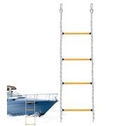 Aluminium Step Ladder - Lightweight Small Step Ladder | Non-Slip Household with Folding Safety | Marine Rope with 2 Hooks, Nylon Rope for Boat, Canoe, Kayak, Pickup Box
