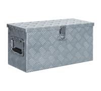 Aluminium Storage Box 61.5x26.5x30cm Silver Corrugated Metal Lockable.