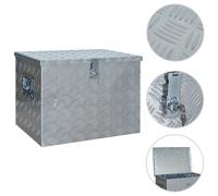 Aluminium Storage Box 610x430x455mm Silver Corrugated Aluminium Lockable 2 Keys.