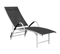 (black) vidaXL Sun Lounger Outdoor Sunbed Lounge Bed Day Bed Textilene and Aluminium