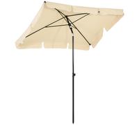 Outsunny 2 x 1.3m Garden Parasol Umbrella, Outdoor Market Table Umbrella with Ruffles & Aluminium Pole, Rectangular Tilting Parasol Sun Shade Canopy, Beige