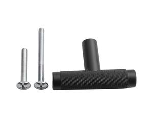 Aluminium T Bar Cabinet Handles, Knurled Drawer Knobs for Kitchen Cupboard Doors, Modern Textured Grip with M4x25mm Screw, 12mm Diameter