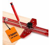 Aluminium T Square Ruler, Sliding T Square 40.5cm, Metal Straight Edge Tool, Carpenters Square, Angle Ruler for Drafting and Woodworking