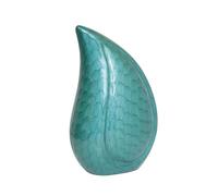 Aluminium Teardrop Urn ashes cremation funeral keepsake memorial Adult Capacity Handcrafted 12 Inch Secure Threaded Base Design (Green)