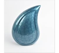 Aluminium Teardrop Urn ashes cremation funeral keepsake memorial Adult Capacity Handcrafted 12 Inch Secure Threaded Base Design (Blue)