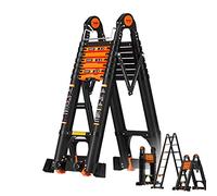 Aluminium Telescopic Extension Ladder - Multi-Purpose Folding Ladder with Stabilizer Bar for Safety & Versatility - Ideal for Home & Professional Use