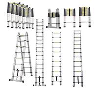 Aluminium Telescopic Ladder, Extendable Telescopic Ladder, Foldable Loft Ladder, EN131 Certified, Resistance to 150 kg, 4.4 m