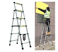 Aluminium Telescopic Ladder Folding Ladder 1.7 m + 2 m, Strong & Robust Extension Ladder, Non-Slip Ladder Loft Ladder 150 kg Load Capacity EN131