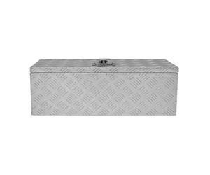Aluminium Tool Box 60L Lockable Chest 2 Keys Trailer Truck Van Locker Boxes Storage Heavy Duty Checker Plate Rubber Base Liner Seal Gas Struts Carry Case Medium 29" x 10" x 12.5" 745mm x 250mm x 320mm