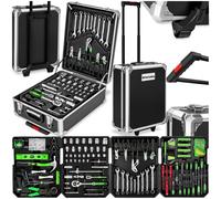 tectake® Portable Tool Box Trolley, 1,200-Piece Kit with 4 Drawers & Wheels, Essential DIY Tools Set, Home & Office Hand Tools, Mechanic Spanner Organiser, Home Improvement Starter Kit