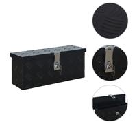 Aluminium Toolbox Trailer 485x140x200mm Black Powder-Coated Lockable Incl 2 Keys