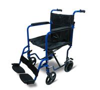 Aluminium Transit Chair Compact Foldable Blue with Footrest Padded Armrests/Belt