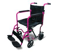 Aluminium Transit Chair Compact Foldable Pink with Footrest Padded Armrests/Belt
