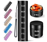 Aluminium Travel Pill Organizer,Weekly Metal Pill Case,Pill Holder, Moisture Proof Waterproof Daily Pill Box 7 Day, Large Pill Container to Hold Vitamins,Medication,Supplements 【Black Knurling】