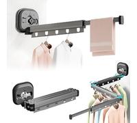 Aluminium Tri-Folding Clothes Hanger - Black 13.4" Suction Cup Wall-Mounted Drying Rack Space-Saving Clothes Organizer for Balcony Bedroom Bathroom Laundry Room Closet Wardrobe