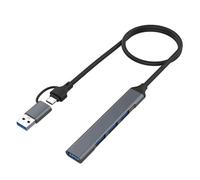 Aluminium USB C Splitter Cable Type/Male to USB2.0+USB3.0 Splitter Extender Adapter for PC Keyboards