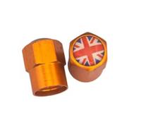 Aluminium Valve Inner Tube Caps for BROMPTON in ORANGE Red Union Jack (PAIR)