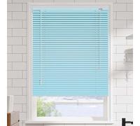 Aluminium Venetian Blind 1 Inch Blinds No Drill No Tools Curtains Mini Horizontal Windows Treatment Shutters 60 80 90 100 120cm for Home Kitchen Office Windows Blackout Curtains(Light Blue)