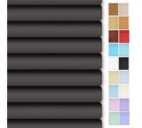 Aluminium Venetian Window Blind No Drill, Blackout Blind, Faux Wood Venetian Blinds, for Bathrooms Kitchens Living Rooms, Inside or Outside Recess Fit, Easy To Install Clean(Black)