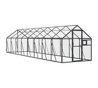 Aluminium Walk-in Aviary Anthracite 1.79x8x1.85 m Large Bird Cage with Lockable Door and Window, Sturdy Frame and Wire Mesh Grid for Birds, Rabbits, Ducks, Chickens