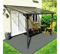 Aluminium Wall Mounted Pergola, Adjustable Pitch & Post Positions, Polycarbonate Roof Lean-To Gazebo - 8Ft X 14Ft (2.5X4.4M)