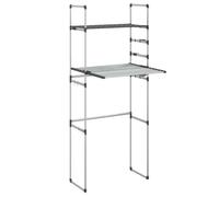 Aluminium Washing Machine Shelf 77 x 52 x 192 cm with Storage Hooks and Wall Shelf for Bathroom, Kitchen, Garage, Flexible Height and 7 m Drying Length for Efficient Household Order