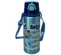 Aluminium Water Bottle with Straw Bluey and Bingo 730ml Automatic Pop Up Bottle for Kids Shoulder Strap Supplied