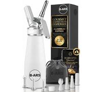Aluminium Whipped Cream Dispenser 500ml Professional Dessert Siphon Foam Maker with Stainless Steel Nozzles Plastic Tips Cleaning Brush Carry Bag Recipe eBook for Mousse Toppings Home Chefs Gifts