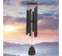 Aluminium Wind Chimes 26 Inches to Create a Zen Atmosphere Suitable for Outdoor, Garden, Patio Decoration. Classic Black Wind Chimes with Wind Catcher