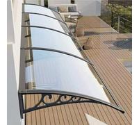 Aluminium window awning, polycarbonate door canopy, UV-resistant and waterproof, suitable for patios, porches and outdoor areas, with black brackets(24"x118"(60cmx300cm))